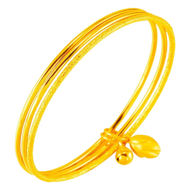 Luz de lujo de imitación 24K oro bobina Lotus Sansheng III pulsera Internet celebridad antigua tienda de oro francés mismo estilo arena pulsera de oro