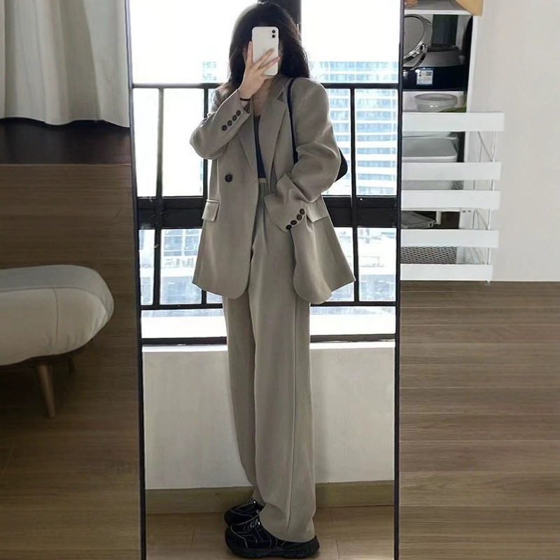 时尚休闲高级西装外套女2025春秋新款韩版宽松显瘦两件套西服套装|undefined