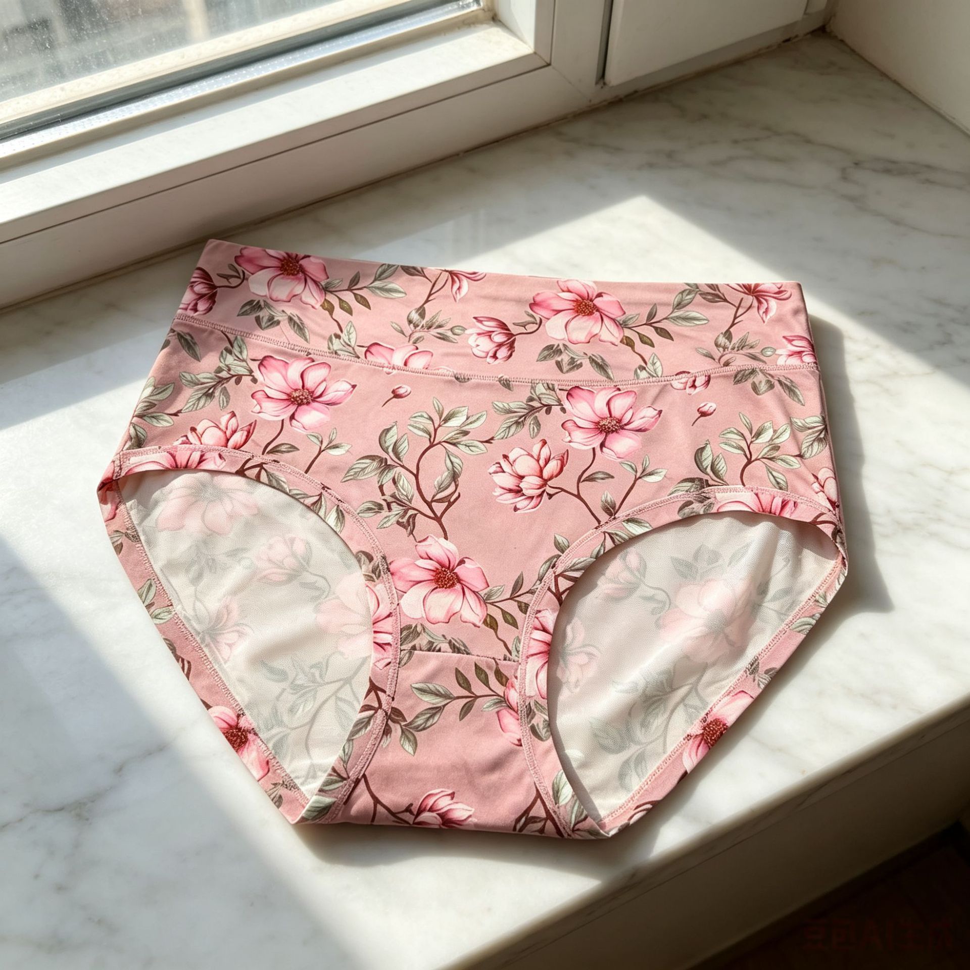 AAA Factory Wholesale Cross-Border Lotus Floral Women's Underwear High-Waisted High-Elasticity Comfortable Women's Briefs