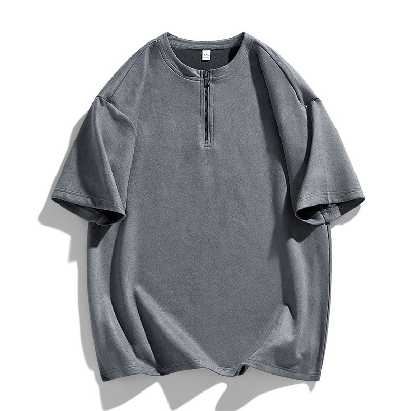 Camiseta de cuello redondo de camiseta de camiseta de manga corta de gamuz de moda de verano para hombres, camiseta de polo con semicirremela para niños, camiseta de camiseta de camiseta