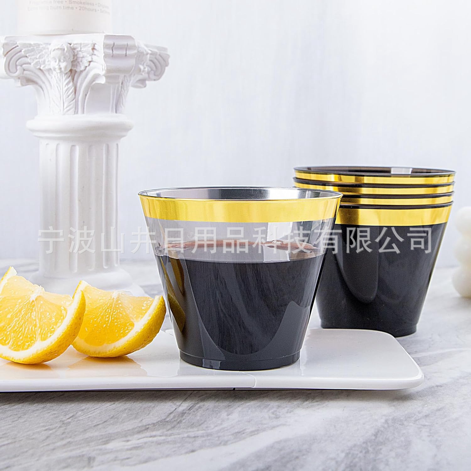 Taza de plástico negro transparente desechable taza de menú taza de plástico duro taza de agua taza de vino gruesa casa taza de espacio image 5
