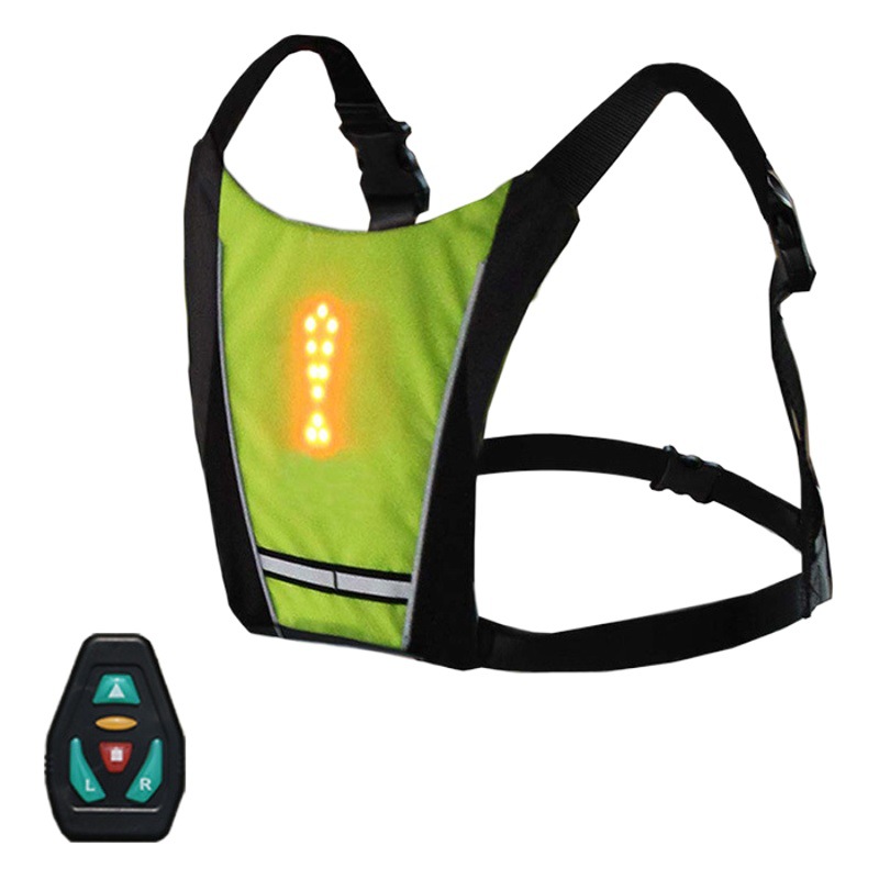 Control remoto inalámbrico advertencia bicicleta luminosa LED luz de la vuelta bolsa chaleco luminoso Chaleco de equitación bolsa luminosa