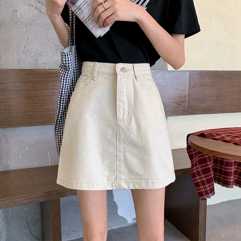 Denim Mini Skirt (Tide), High-Waist A-line, Thin Summer, Hip-Accentuating