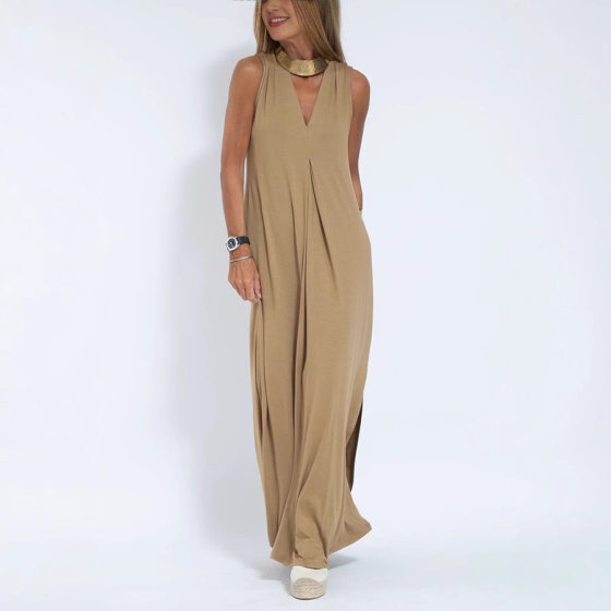 2024 cross-border European and American women's foreign trade Amazon solid color pullover V-neck sleeveless dress cardigan coat suit