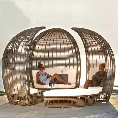 Nido de pájaros sofá al aire libre patio jardín departamento de ventas creativo al aire libre cama redonda de caña grande