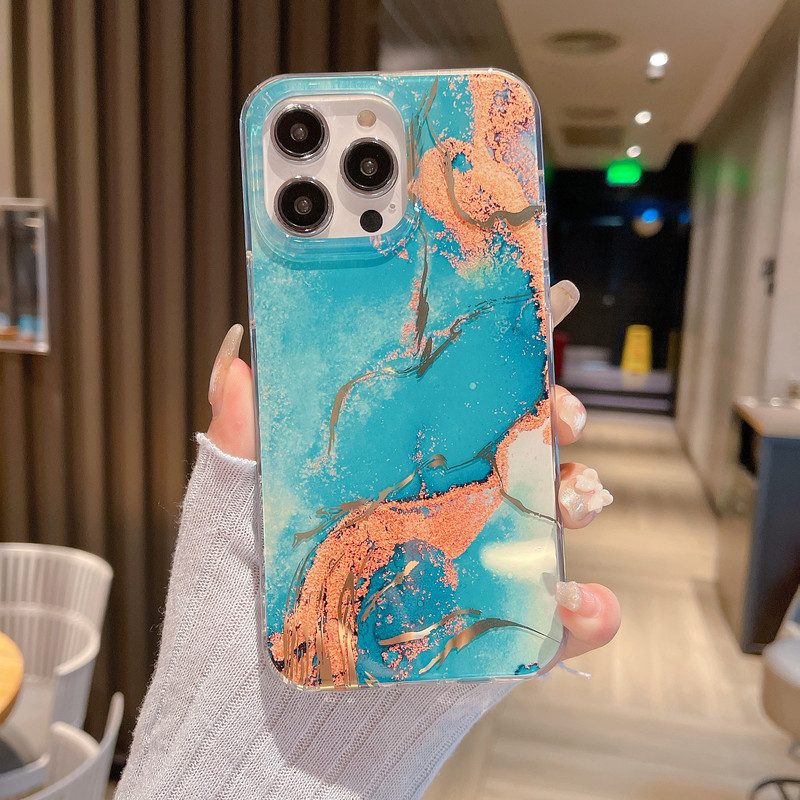 iPhone17携帯電話用ガラス大理石ケースは、Apple 16/14/15ProMaxに適しており、金箔押し加工が施されており、国境を越えて販売されています。|undefined