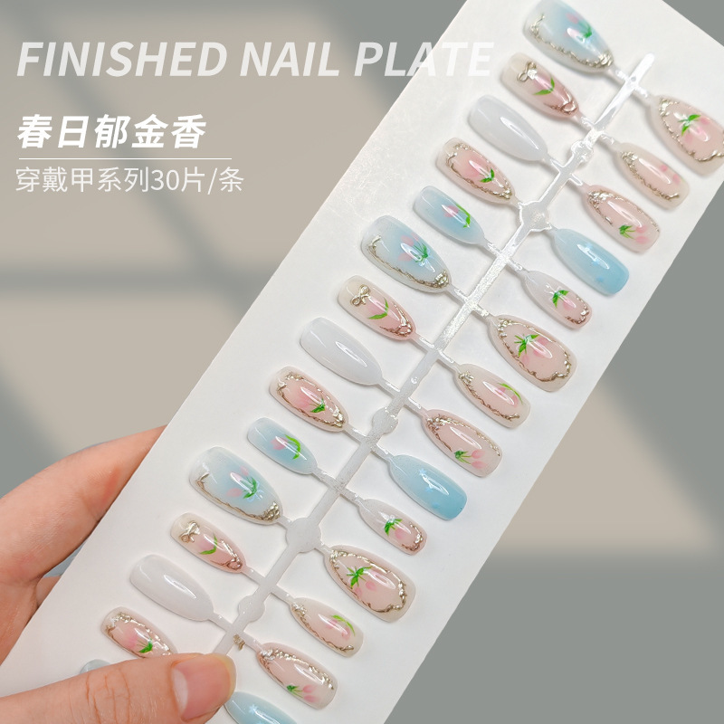 Sweet Style Smudged Gilt Almond Nails, Tulip Stars, Bow Ties, Coded Wearable Nails, Cute and Sweet Pre-Made Nails Sweet Style Smudged Gilt Almond Nails, Tulip Stars, Bow Ties, Coded Wearable Nails, Cute and Sweet Pre-Made Nails