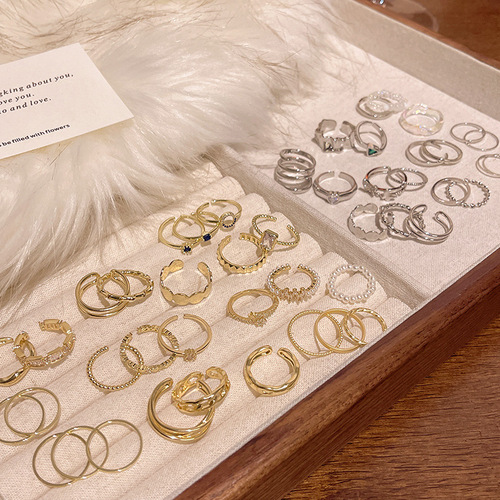 Korean Zirconia Niche Heart Ring Light Luxury High-End Plain Band Set Index Finger Ring Versatile Personality Ring Wholesale