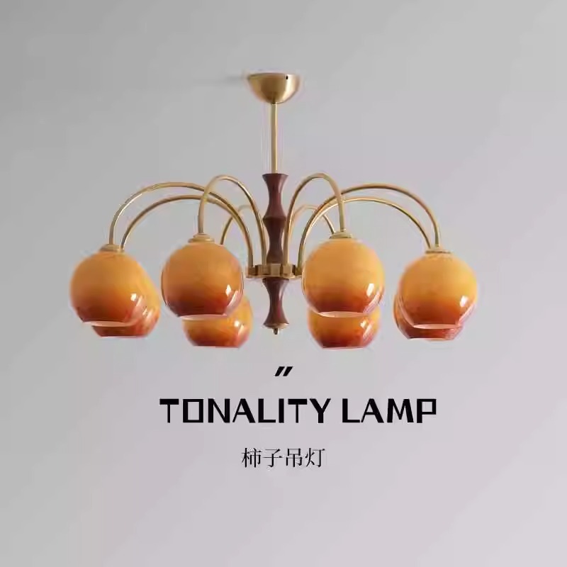 Lámpara de la sala de estar medieval americana retro comedor dormitorio Bauhaus estilo japonés silencio caqui viento sorpresa sala de vidrio lámpara principal