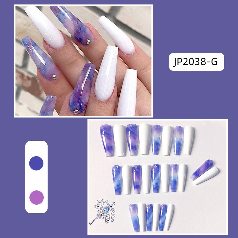 Tiktok mejor vendido diamante pieza de uñas arte de uñas parche de uñas falso avanzado desgaste hecho a mano de uñas producto terminado largo al por mayor