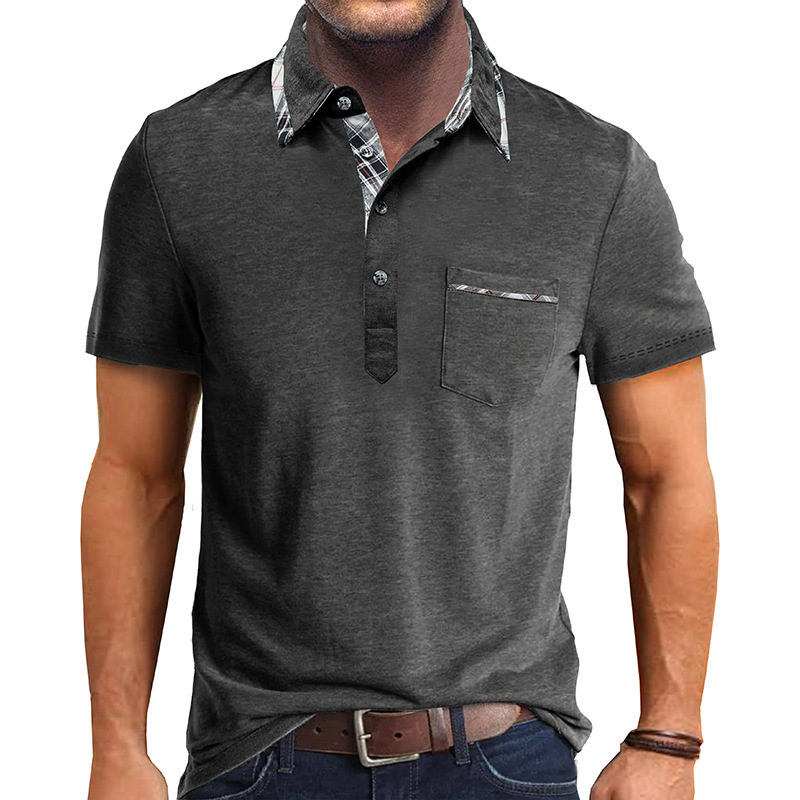 Verano nuevo estilo de los hombres europeos y americanos camiseta de solapa de manga corta para hombres de comercio exterior camisa POLO para hombres Amazon casual top al por mayor