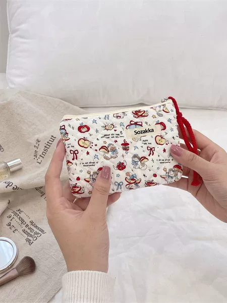 5425 quilted floral quilted cotton portable storage bag soft coin purse mouth red envelope cosmetics sundries storage