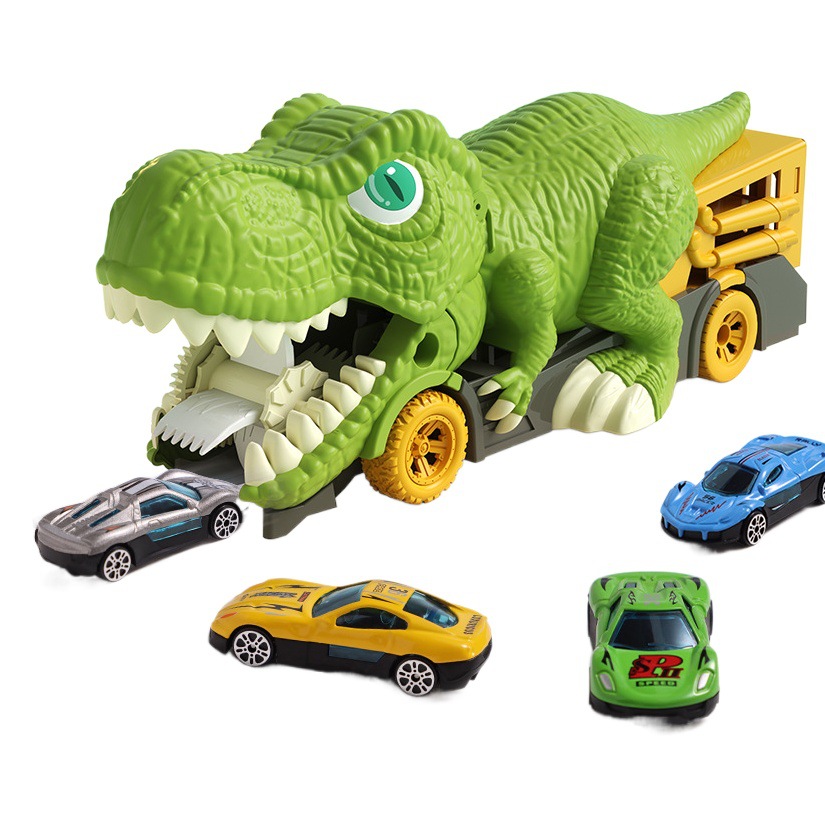 Coche de juguete de dinosaurio grande para niños, coche de aleación con retroceso, coche con almacenamiento de mapas, coche de juguete de dinosaurio para niños