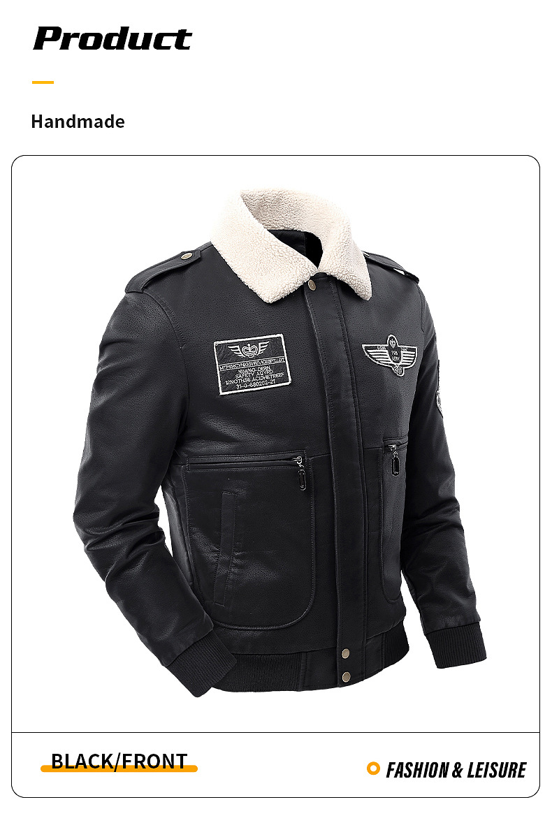 Men's Leather Jacket With Fleece Lining For Winter And Autumn Style_voghion.com