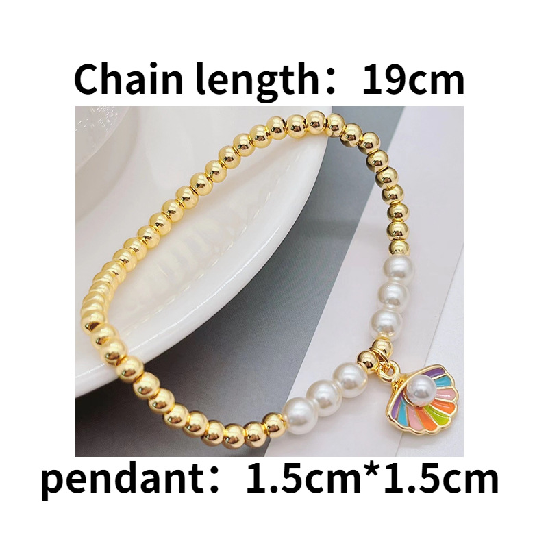 Fashion Cross Imitation Pearl Copper Inlay Artificial Pearls Zircon Bracelets 1 Piece