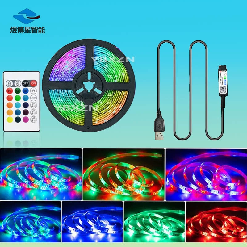 Светодиодная лента 5V5050RGB USB, инфракрасный пульт и Bluetooth голосовое управление, яркие RGB