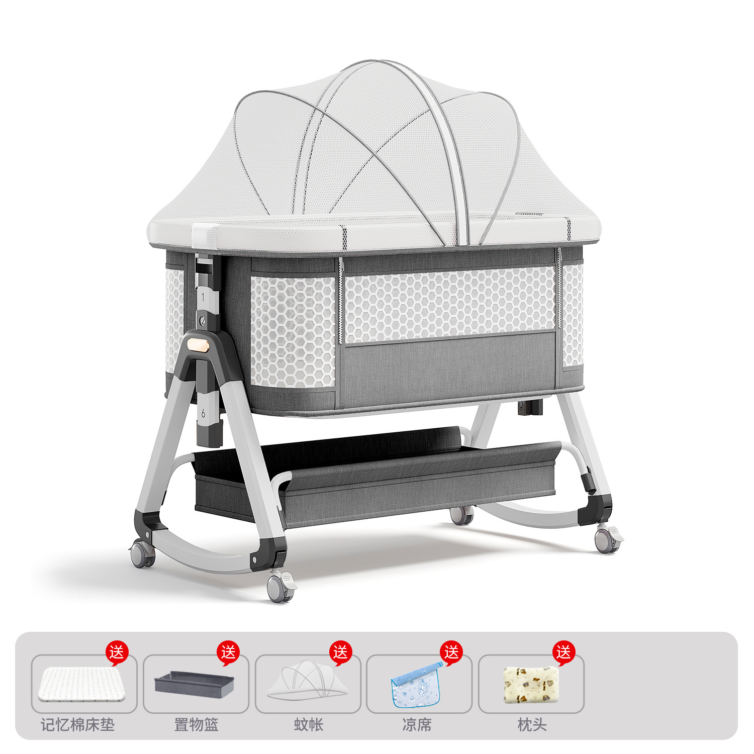 Cama de bebé móvil portátil cuna cama plegable multifuncional BB cama para recién nacidos empalme cama grande