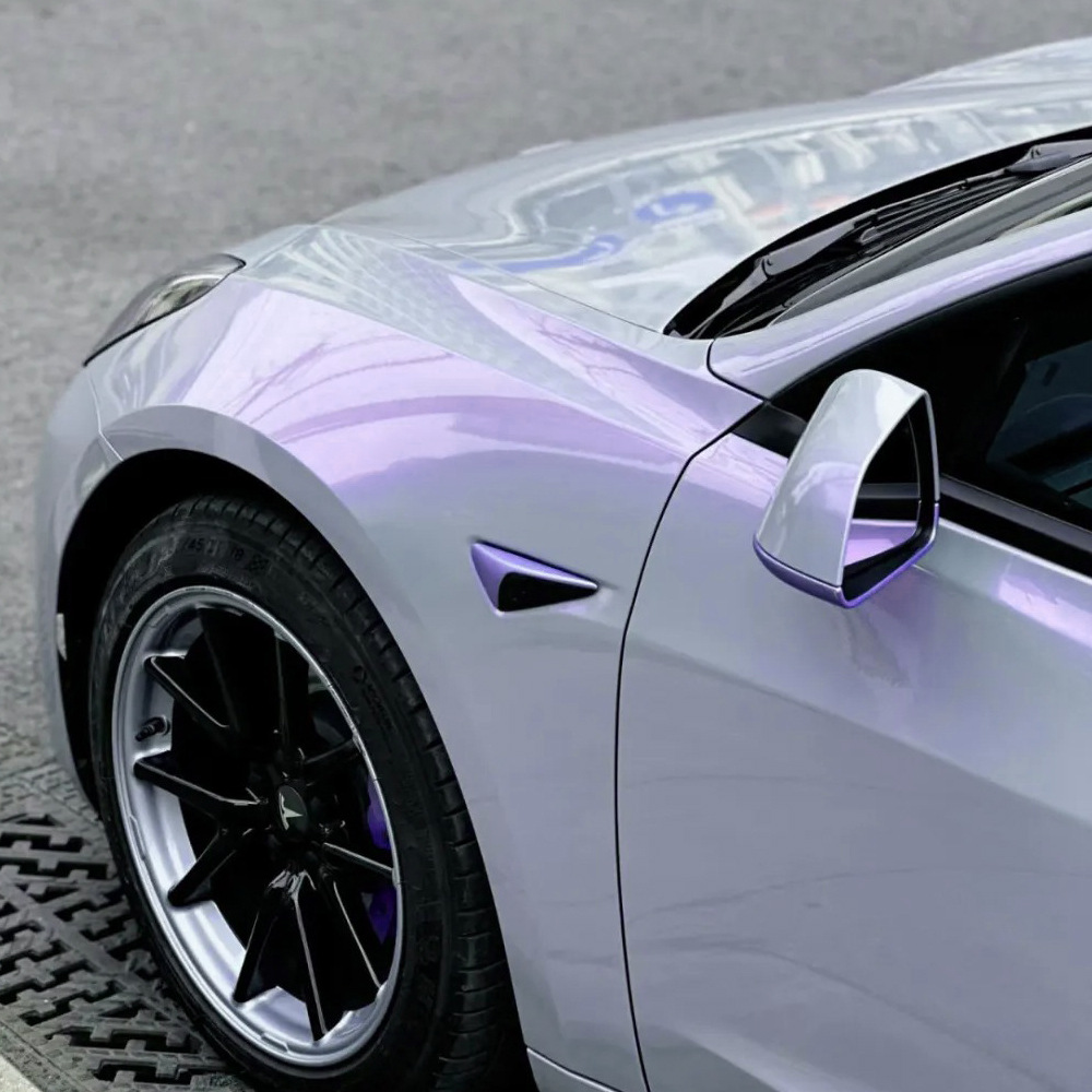 New Pet Two-Color Fantasy Gray and Purple Car Body Color Changing Film Bright Color Changing Sticker Rearview Mirror Sticker
