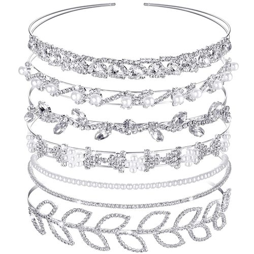Amazon's new rhinestone pearl headband set bridal jewelry double-layer thin headband children's crown headdress wholesale