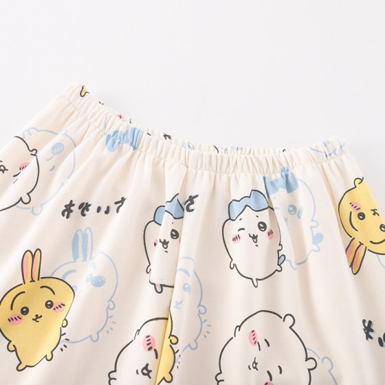 chiikawa Pajamas Women's Spring and Autumn Pure Cotton Short-sleeved Shorts Cute Wussage Small Eight Home Clothes Summer and Autumn