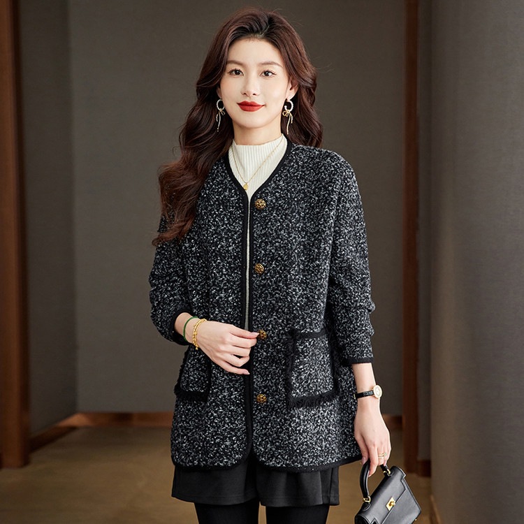 Mid-Length Outwear for Women 2025 New Spring and Autum Butt-Covering Style Small Fragrant Tweed Top Winter