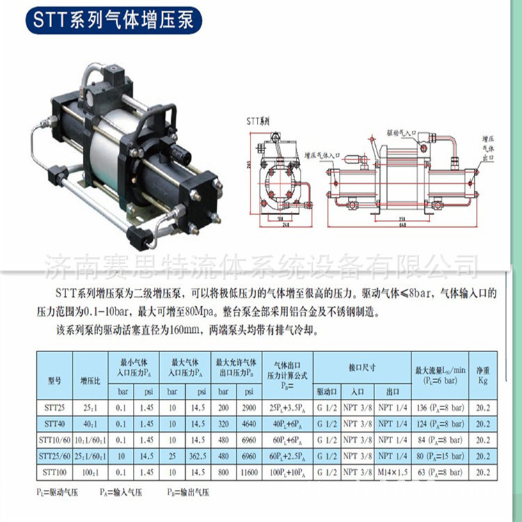 气动气体增压设备/泵 STT25/40 STT10/25 STT10/60 STT100 赛思特