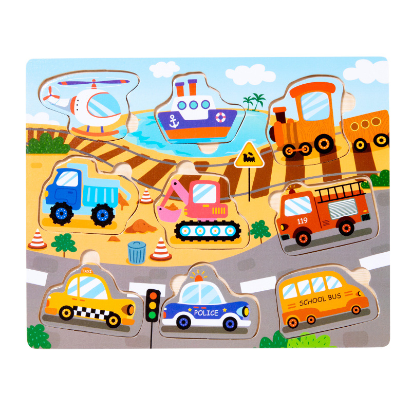 Juguetes educativos para niños 4-6 madera educación temprana tráfico fruta digital cognición animal plano mano agarre rompecabezas