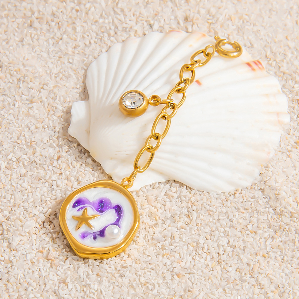 1 Piece 304 Stainless Steel PVD Coated Real Gold Plated Sun Scallop Starfish Polished Pendant Bikini Buckle DIY Ornament Accessories Charm Sleeper Hoop Earrings display picture 8