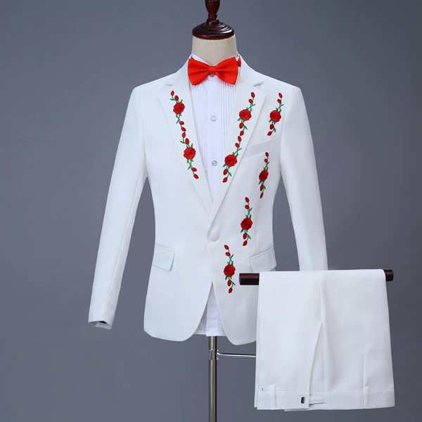 White jacket, trousers, bow tie
