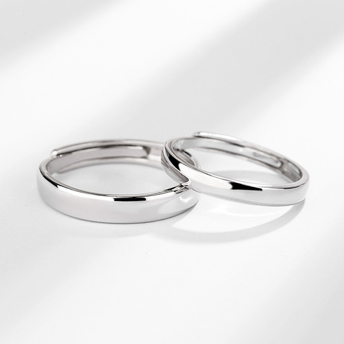 New concept s925 sterling silver glossy ring couple ring men and women simple cold style ins ring gift