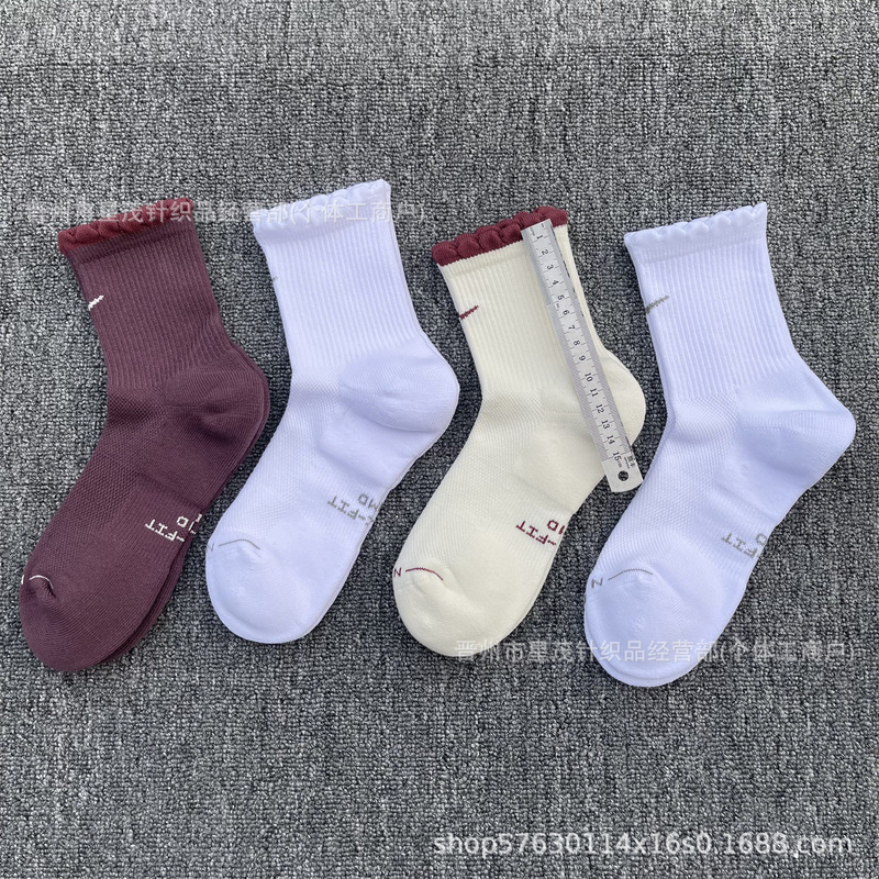 New Lace Swoonext Socks Mid-Calf Towel Bottom Men's and Women's Sports Socks Training Running Fitness Socks