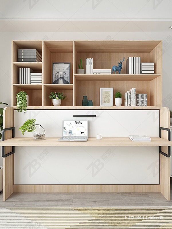 Multifunctional Invisible Bed for Study Room, Desk Bed, Bookcase, Rotating Side-Flip Folding Bed, Integrated Wardrobe, Hardware Murphy Bed Multifunctional Invisible Bed for Study Room, Desk Bed, Bookcase, Rotating Side-Flip Folding Bed, Integrated Wardrobe, Hardware Murphy Bed