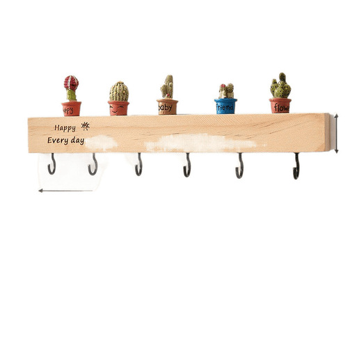 Pendant Key Holder with Wooden Design, No-Drill Entryway Wall Hook, Creative Decor for Door Entrance