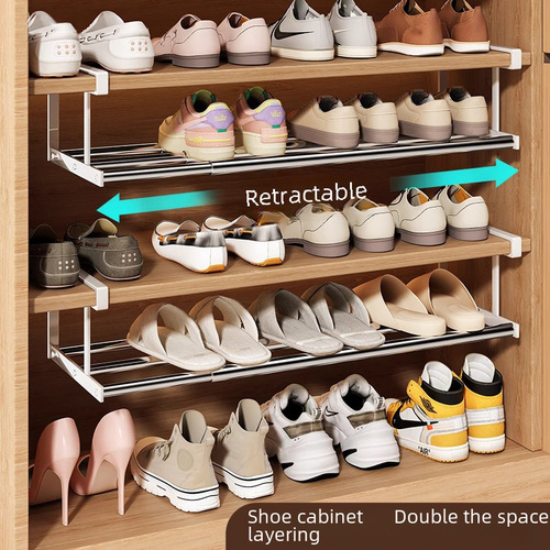 Shoe cabinet tiered separator shoe rack tier storage magic, retractable storage rack space-saving entryway storage stand