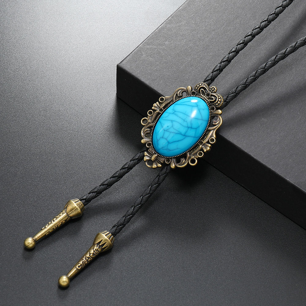 Pu Leather, Alloy, turquoise Material Retro Geometric Pu Leather Alloy Turquoise Unisex Bolo Tie Necklaces