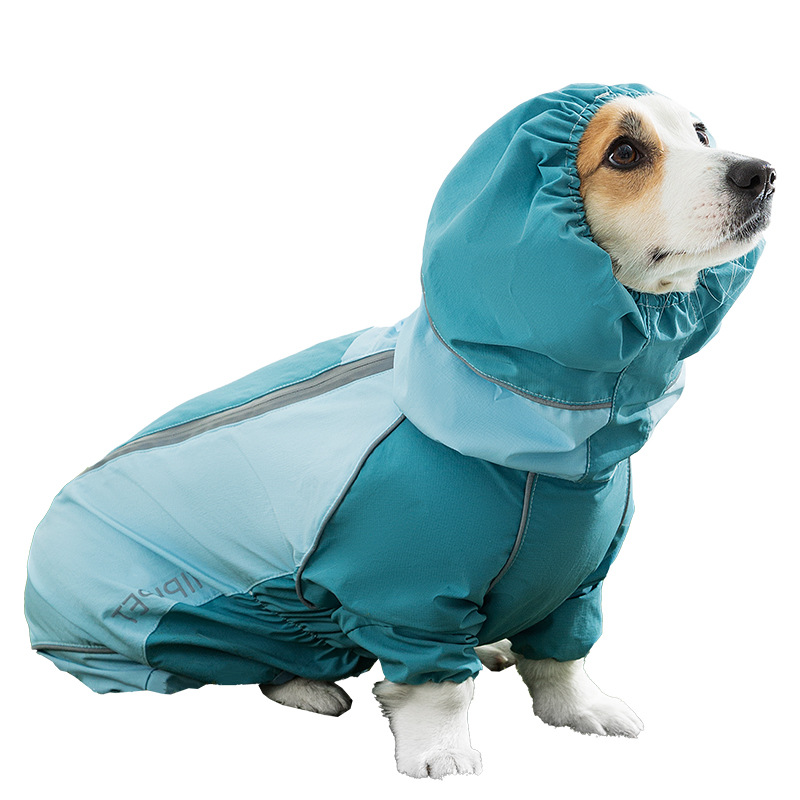 Verde todo incluido color contraste Corgi storm raincoat perro pequeño y medio día lluvioso verano impermeable humedad ropa de mascotas