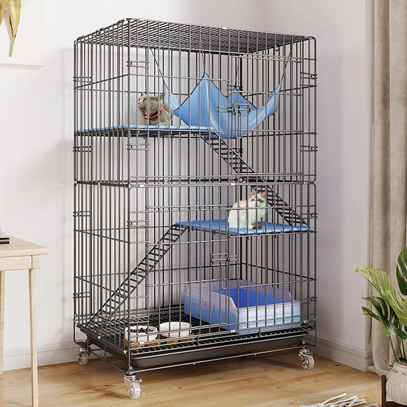 Кошка Клетка Складная Проволока Кошка Клетка Смелое Шифрование Кот Вилла двухслойная трехслойная Кошкин дом Кошчье Гнездо Клетка для домашних животных