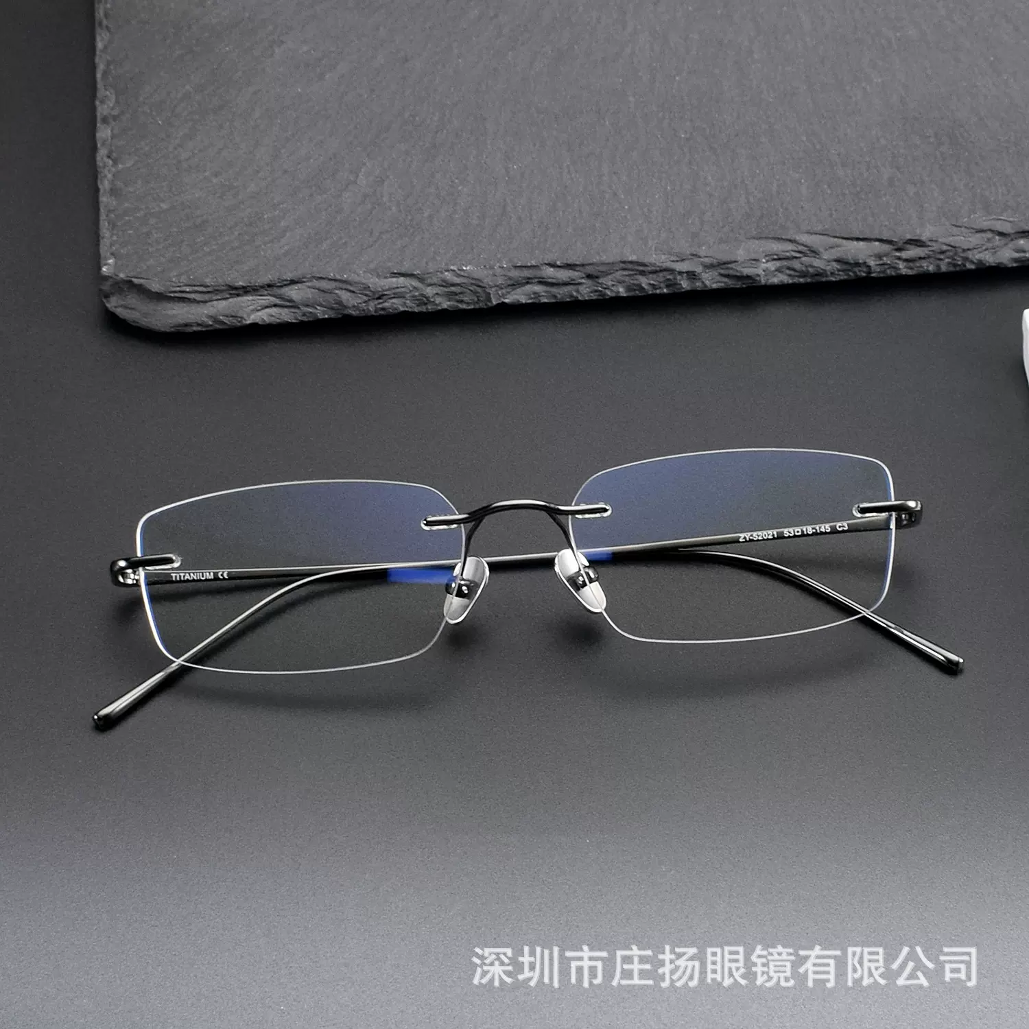 52021超轻纯钛窄框眼镜男防蓝光商务无框可配近视眼睛框架女金色