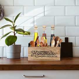 木制家用餐具置物盒桌面刀叉分格收纳盒储物盒实木筷子洗漱整理盒