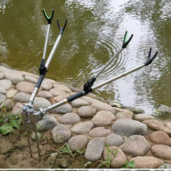 Fish Rod Holder, Stainless Steel Swivel Dual Pole Mount, Ground-Insertable Tripod Stand, Fishing Rod Support, Wholesale