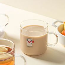 可爱玻璃杯子ins风女生高颜值儿童水杯家用果汁杯早餐豆浆牛奶杯