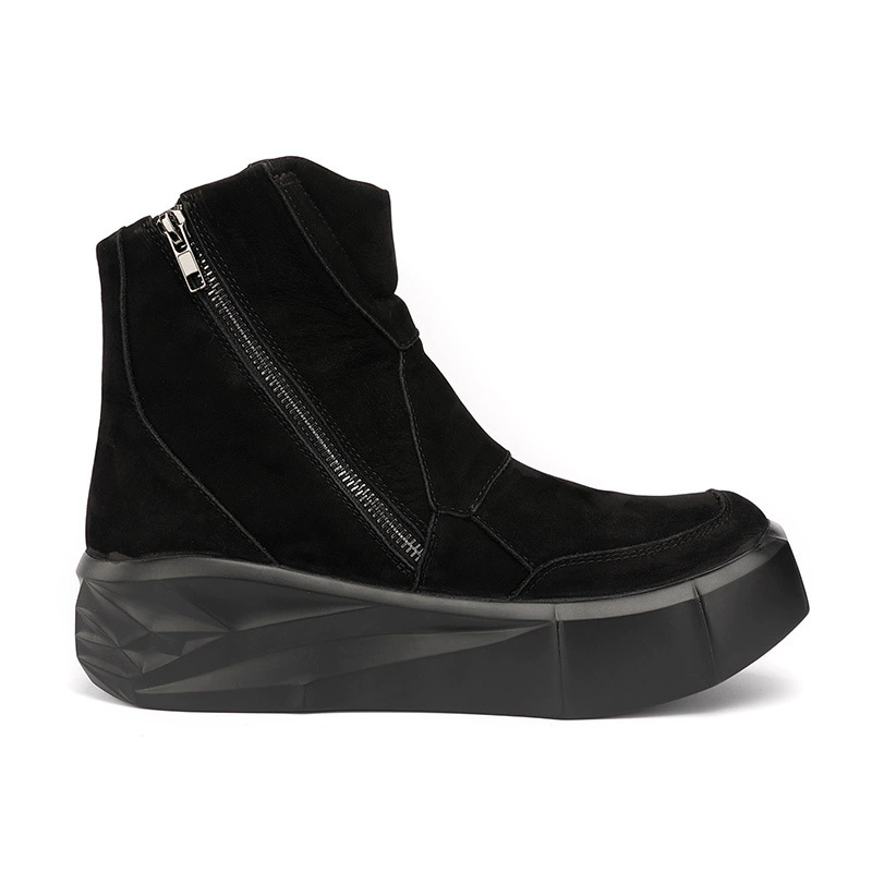 Высокие мужские короткие ботинки на толстой подошве, темно-матовые кожаные ботинки Martin с высокой посадкой, ботинки на молнии в стиле ретро, Заводская доставка