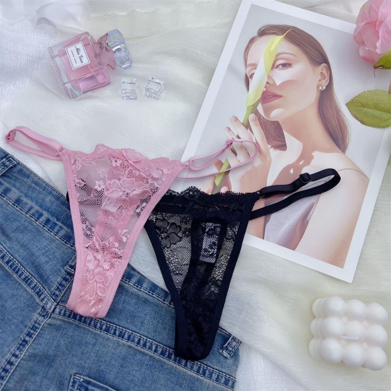 Sexy and charming women's lace hollow breathable T-string panties, passionate young girl's European and American style Brazilian cross-border T-pants