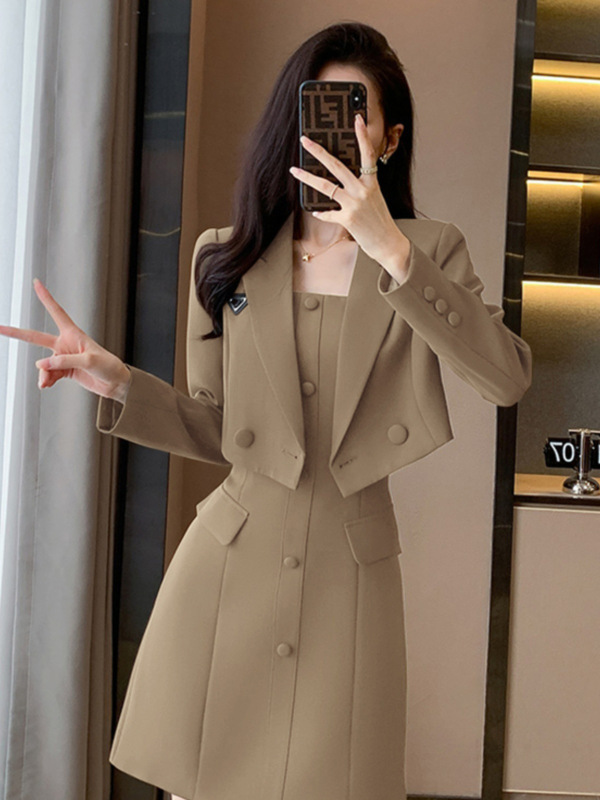 两件套高级感气质短款小西装套装2025春女装新款两件套裙子|undefined