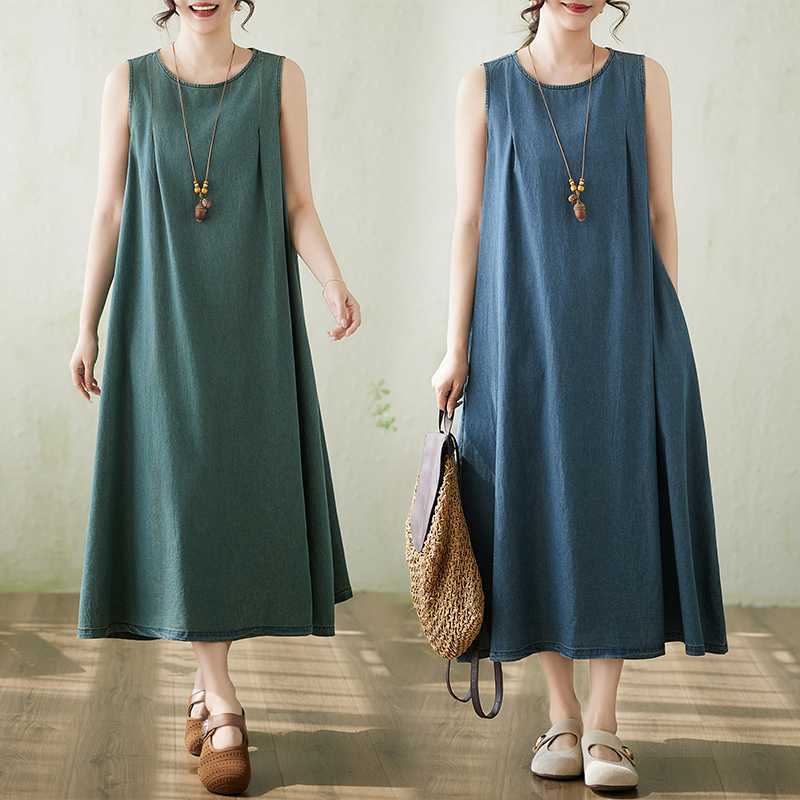 Summer thin long denim vest sleevless