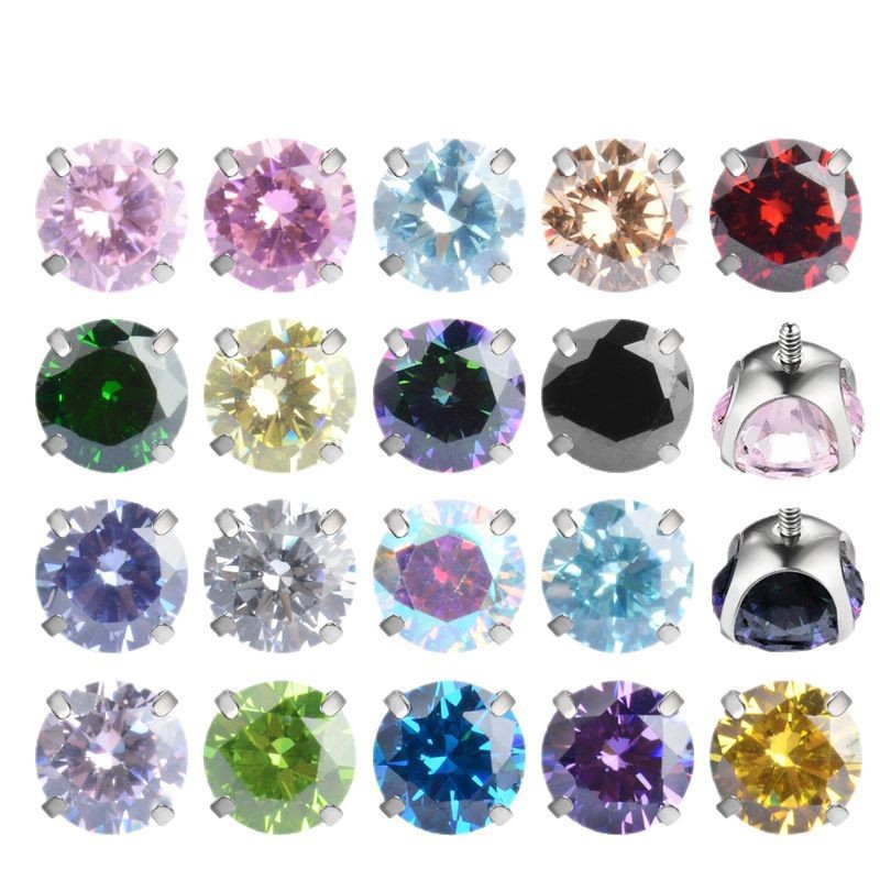 新型F136チタン合金丸底爪5Aジルコン外歯ねじ養耳洞ジルコン耳骨釘耳飾り部品