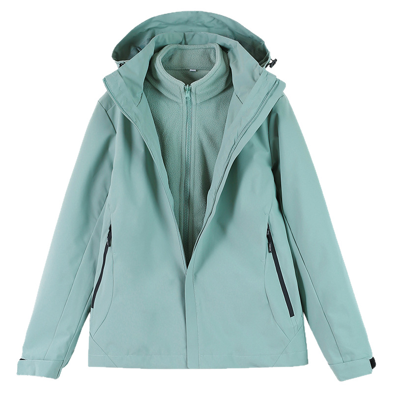 Chaqueta de pájaro carpintero mujer 2026 nuevo otoño invierno 3 en 1 desmontable de terciopelo grueso a prueba de viento chaqueta deportiva