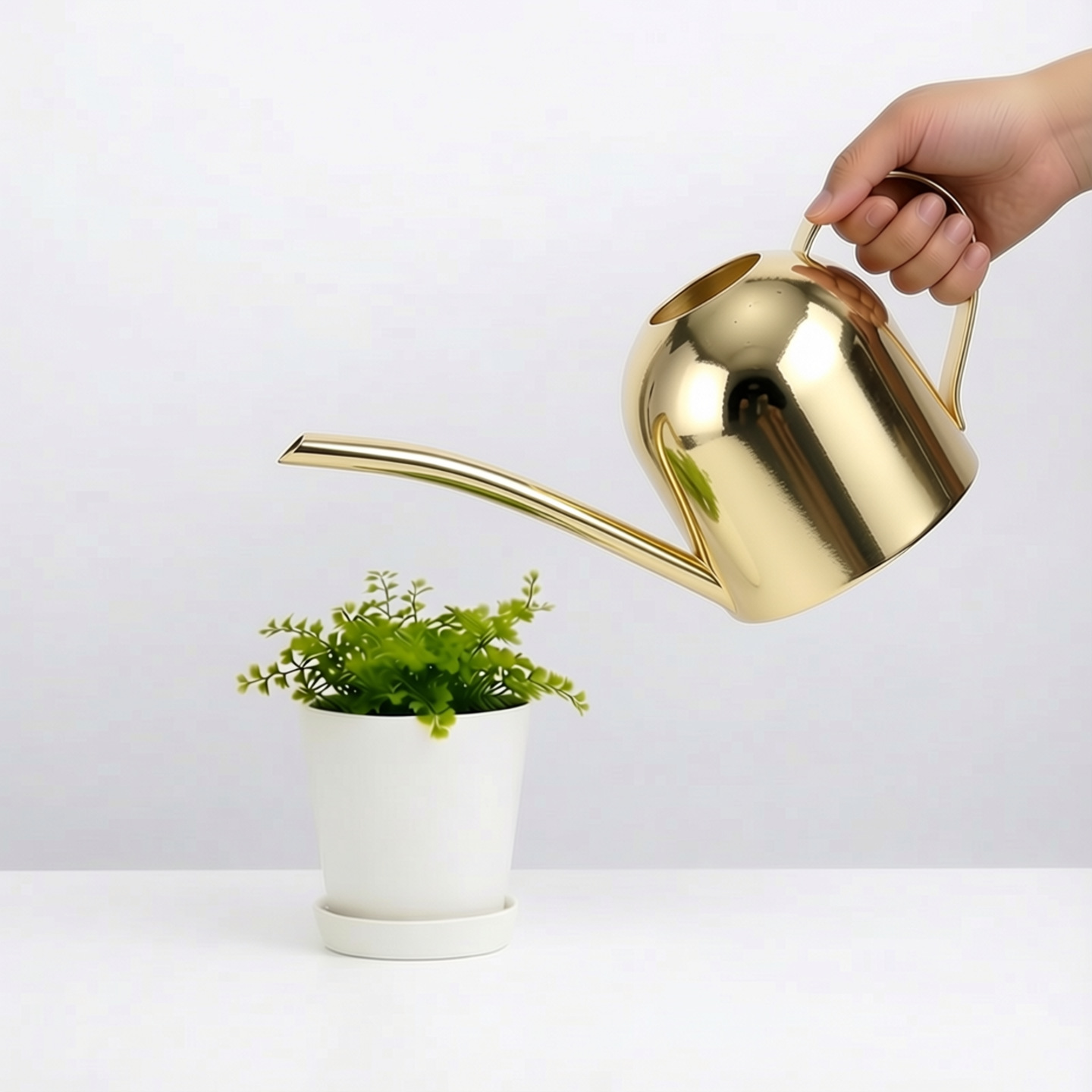 Olla de riego de acero inoxidable señaló boca Rosa regadera de oro metal vintage suculento planta verde regadera 1000ml image 4