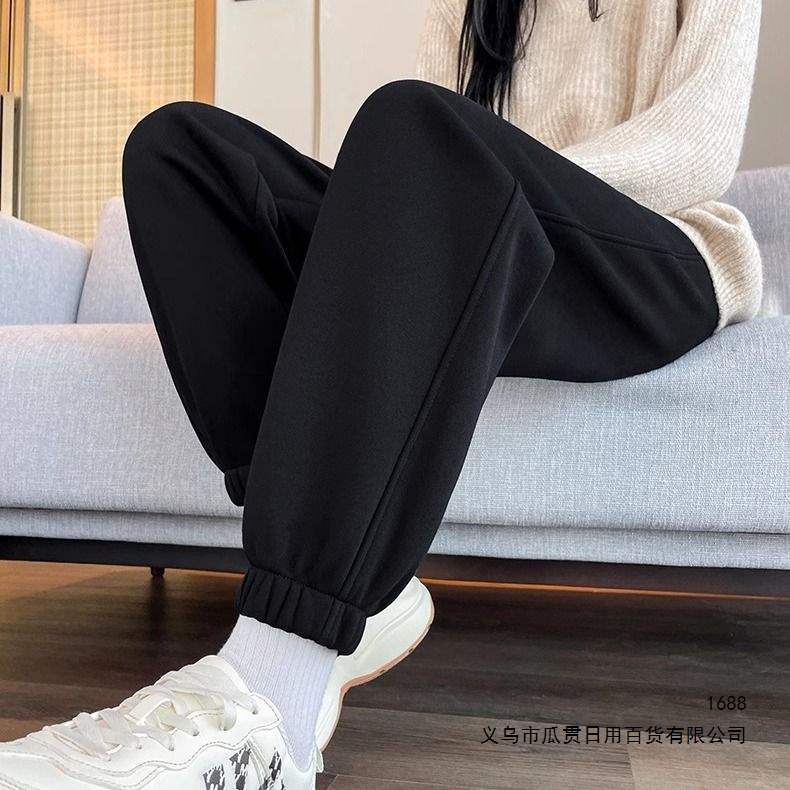 加绒运动裤女秋冬新款小个子2026新款灯笼卫裤宽松束脚灰色休闲裤