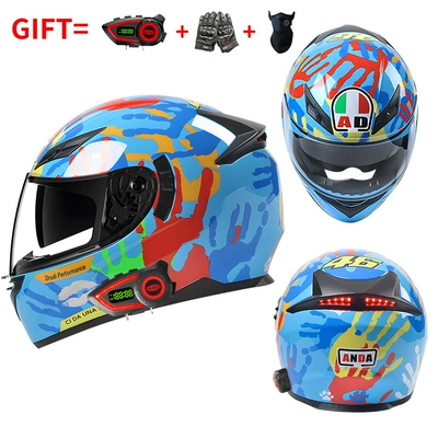Motosiklet kaskı (dəbilqə) — Safe for Men and Women - bluetooth-model-blue-palm-hd-mirror-m55-56-head-circumference